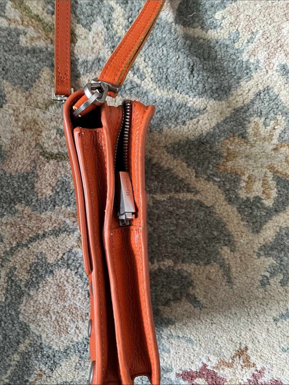 Hammitt Bright Orange Leather Phone Pouch with Studs - Picture 6 of 7